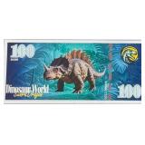 Silver Foil 2025 Dinosaur World $100 Banknote