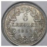 German States Bavaria 1852 6 Kreuzer