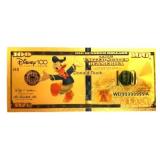 24K Gold Foil Bill Donald Duck $100 Banknote