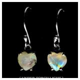 925 Sterling Silver Earrings Heart Moonstone 7mm N