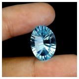 Oval Concave Cut Natural Swiss Blue Topaz 7.25ct 1