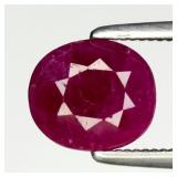 1.24ct 7x6.2mm Oval Natural Purplish Red Ruby - Un