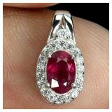 925 Sterling Silver Pendant Oval Ruby 6x4mm Natura
