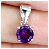 925 Sterling Silver Pendant Round Amethyst 6mm Nat