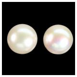 925 Sterling Silver Earrings Round Pearl 9mm Natur