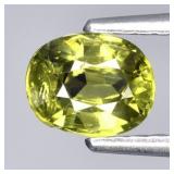 0.95ct 6.2x5mm VS Oval Natural Yellowish Green Gro