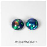 Pair 2pcs Round Natural AAA Floral Flash Play Of C