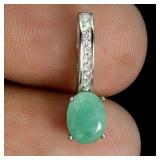 925 Sterling Silver Pendant Oval Emerald 8x6mm Nat