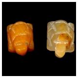 Pair 2pcs 33.10ct 21x12mm Turtle Carving Natural J