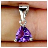 925 Sterling Silver Pendant Trilliant Amethyst 6mm