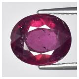 3.66ct 10.5x9mm Oval Natural Purplish Pink Rhodoli