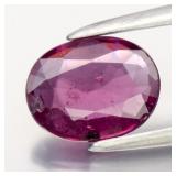 1.29ct 7.8x6mm Oval Natural Purplish Pink Rhodolit