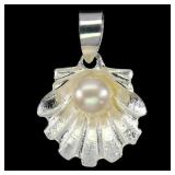 925 Sterling Silver Pendant Round Pearl 6mm Natura