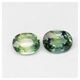 Pair 2pcs/0.61ct t.w Oval Natural Green Sapphire -