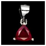 925 Sterling Silver Pendant Triangle Ruby 6mm Natu