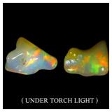 Pair 2pcs Rare AAA Floral Flash Play Of Color Crys