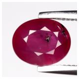 1.06ct 6.5x5mm Oval Natural Purplish Red Ruby - He