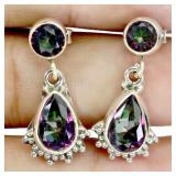 925 Sterling Silver Earrings Pear Mystic Quartz 9x