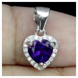 925 Sterling Silver Pendant Triangle Amethyst 6mm