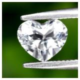 0.70ct 6x5mm IF Heart Natural White Topaz - Unheat