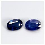 Pair 2pcsoval Natural Heated Royal Blue Sapphire M