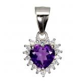 925 Sterling Silver Pendant Heart Amethyst 6mm Nat