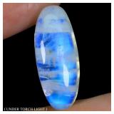 Oval Cab Natural White With Fire Blue Luster Moons