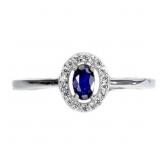 925 Sterling Silver Ring Oval Blue Sapphire 5x3mm