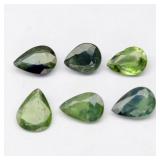 6pcs Lot 2.50ct t.w Pear Natural Green Blue Sapphi