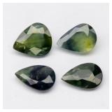 4pcs Lot 2.60ct t.w Pear Natural Green Blue Sapphi