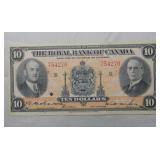 Royal Bank of Canada $10 Banknote 1935 Large Signa
