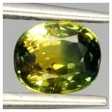 Oval Cut Natural Bi Color Yellow Green Sapphire Au