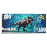 Silver Foil 2025 Dinosaur World $100 Banknote