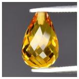 2.07ct 9x6mm VVS Briolette Drilled Natural Yellow