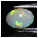 0.67ct 7x5mm Oval Cabochon Natural White Opal - Co