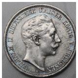 German States Prussia Wilhelm II 1907A 2 Marks