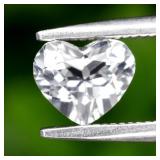 0.70ct 6x5mm IF Heart Natural White Topaz - Unheat