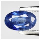 0.86ct 6.5x4mm Oval Blue Sapphire - Heated Glass F