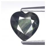 0.86ct 6x6mm Heart Natural Blue Green Sapphire - H