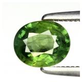 0.75ct 6x4.8mm Oval Natural Green Sapphire - Heate