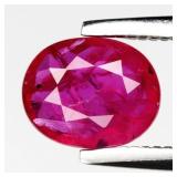 0.70ct 6.3x5mm Oval Natural Purplish Red Ruby - He