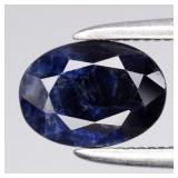 1.44ct 7x5.2mm Oval Natural Deep Blue Sapphire - H