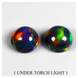 Pair 2pcs Round Natural AAA Floral Flash Play Of C