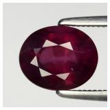 1.84ct 7.8x6.5mm Oval Natural Reddish Purple Rhodo