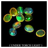 Oval Cab AAA Floral Flash Play Of Color Crystal Fi