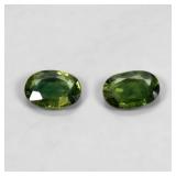 Pair 2pcs Oval Natural Heated Only Green Sapphire