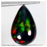 Pear Natural AAA Floral Flash Play Of Color Black