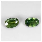 Pair 2pcs Oval Cut Natural Heated Only Green Sapph