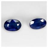 Pair 2pcs Oval Natural Top Rich Blue Sapphire Mada
