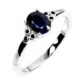 925 Sterling Silver Ring Oval Blue Sapphire 7x5mm